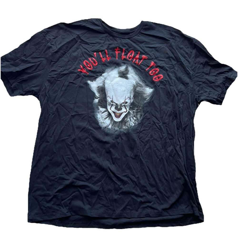 Men's Halloween Pennywise Graphic SS Tee Black You’ll Float Too Size 3XL 54-56